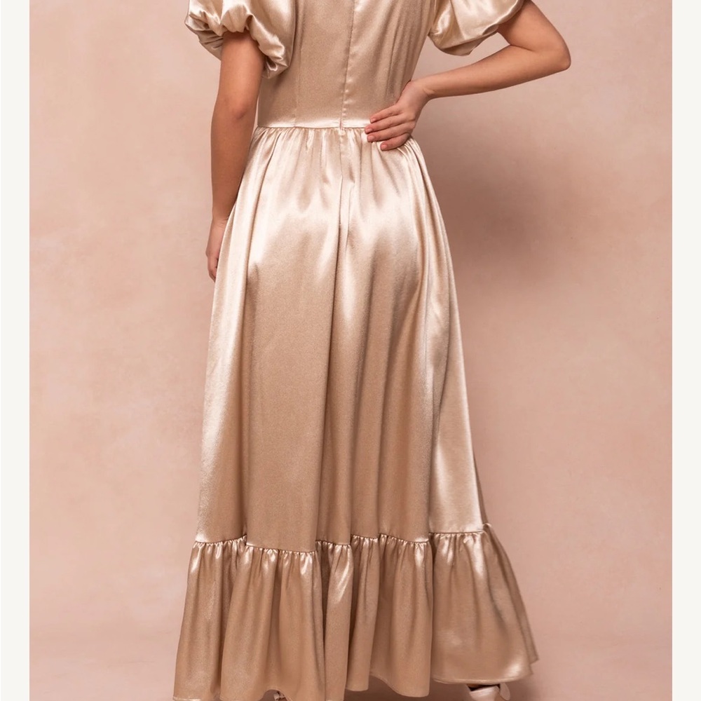 Ivy City Co Gold Satin Maxi Dress